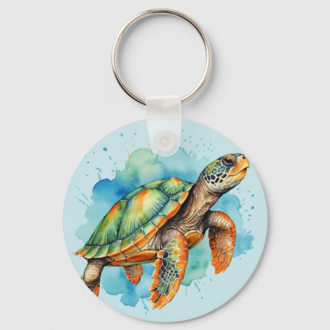 Porte-clés Tortue à peinture mignonne (Recto)