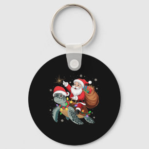 Porte-clés Tortue amusante Noël Père Noël équitation Tortue d