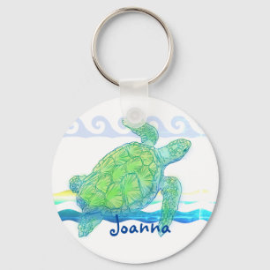 Porte-clés Tortue bleue et verte