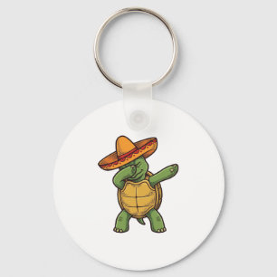 Porte-clés Tortue Dabbing Sombrero Design Vectoriel Vintage_1