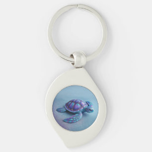 Porte-clés Tortue de mer couleur bleu sarcelle violet Tortue