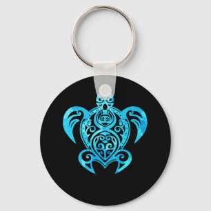 Porte-clés Tortue de mer Hawaïenne de la tribu bleu océanique