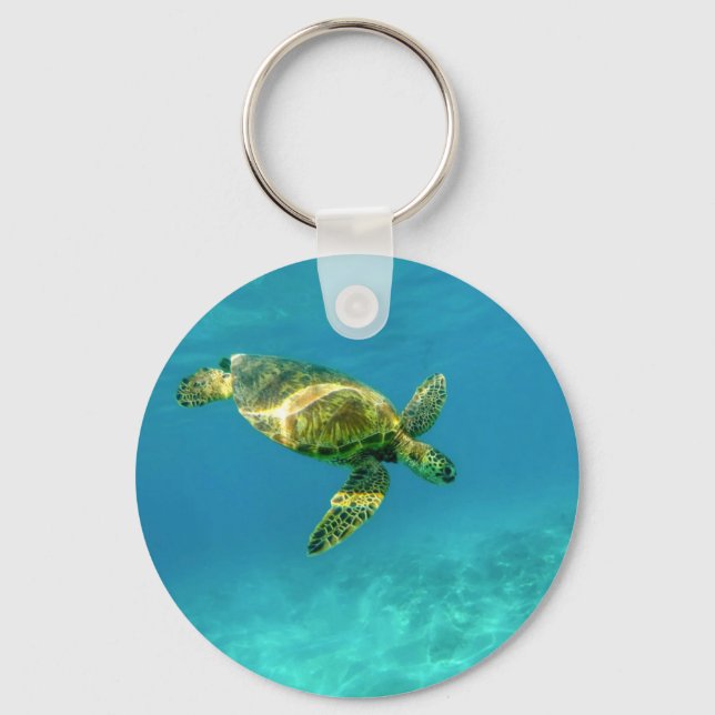 Porte-clés Tortue de mer nageant dans l'eau turquoise de l'oc (Recto)
