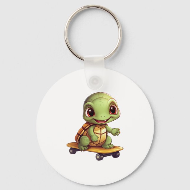 Porte-clés Tortue de skateboard, conception d'animal athlétiq (Recto)