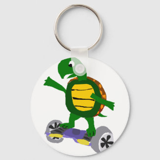 Porte-clés Tortue drôle sur Hoverboard Art original