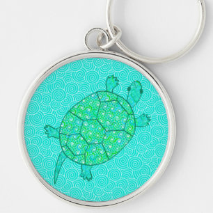 Porte-clés Tortue en arabesque - nuances de vert écume de mer