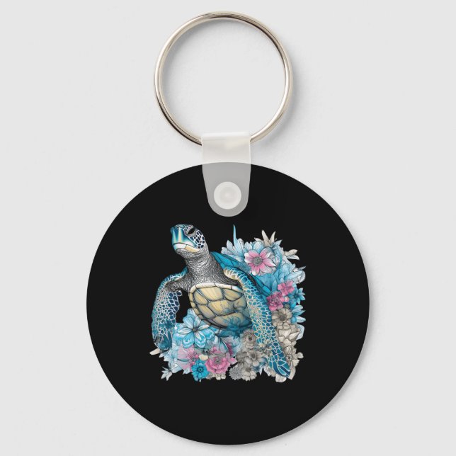 Porte-clés Tortue Fleur sauvage Amoureux des animaux Tortue (Recto)