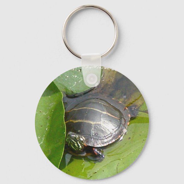 Porte-clés Tortue peinte bébé sur Lilypad objets (Recto)