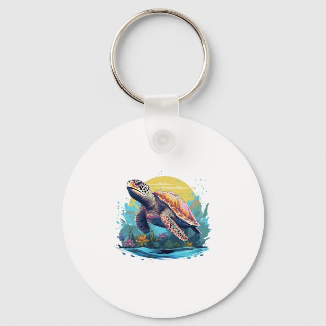 Porte-clés Tortue sous-marine sereine (Recto)