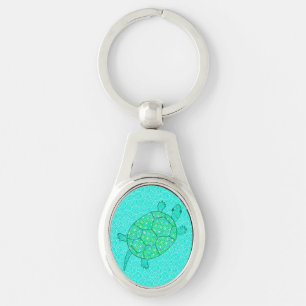Porte-clés Tortue tourbée arabesque - nuances de vert