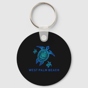 Porte-clés Tortue Tribale Bleue de la mer de Palm Ouest
