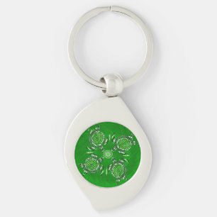 Porte-clés Tortues vertes Dot Art, Clavier métallique