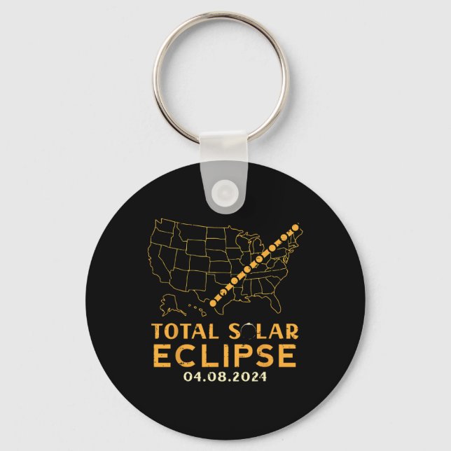 Porte-clés Total Éclipse Solaire 2024 Avril 8 Hommes Femmes E (Recto)