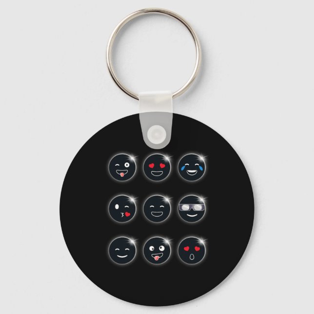 Porte-clés Total Solaire Eclipse 04.08.2024 Silly Faces Fun B (Recto)