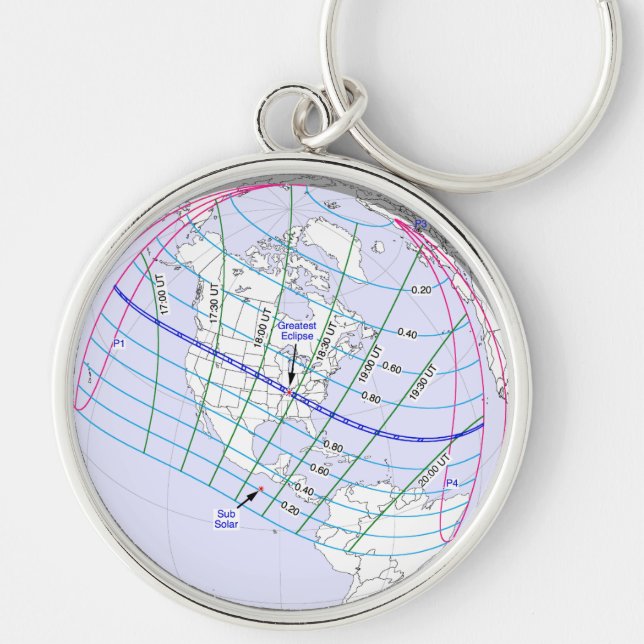 Porte-clés Total Solaire Eclipse 2017 Global Path (Devant)