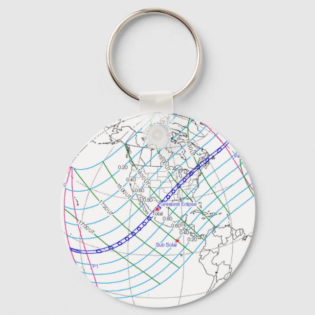 Porte-clés Total Solaire Eclipse 2024 Global Path (Recto)