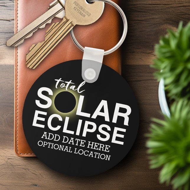 Porte-clés Total Solaire Eclipse - 2024 ou date personnalisée (Personalized Keychain - Solar Eclipse)