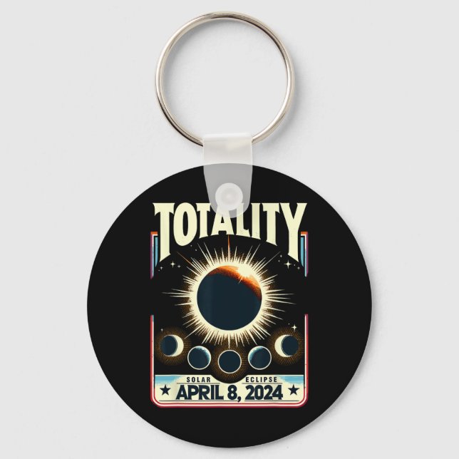 Porte-clés Total Solaire Eclipse 2024 Totalité Amusante Total (Recto)