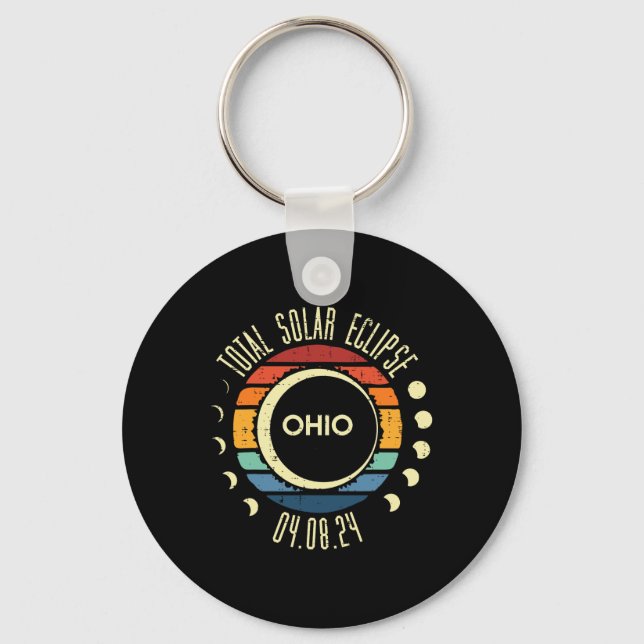 Porte-clés Total Solaire Eclipse Ohio Sunset Retro 04.08.24 H (Recto)