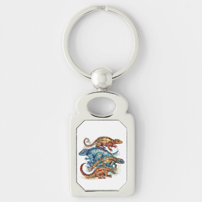Porte-clés Totem de Lizard Tribal Vibrant (Devant)