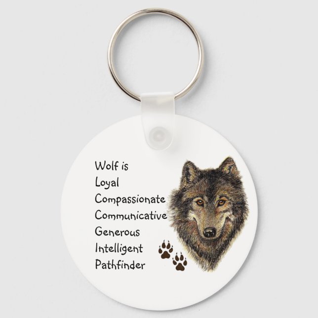 Porte-clés Totem de loup, guide animal Inspiration de loup gr (Recto)