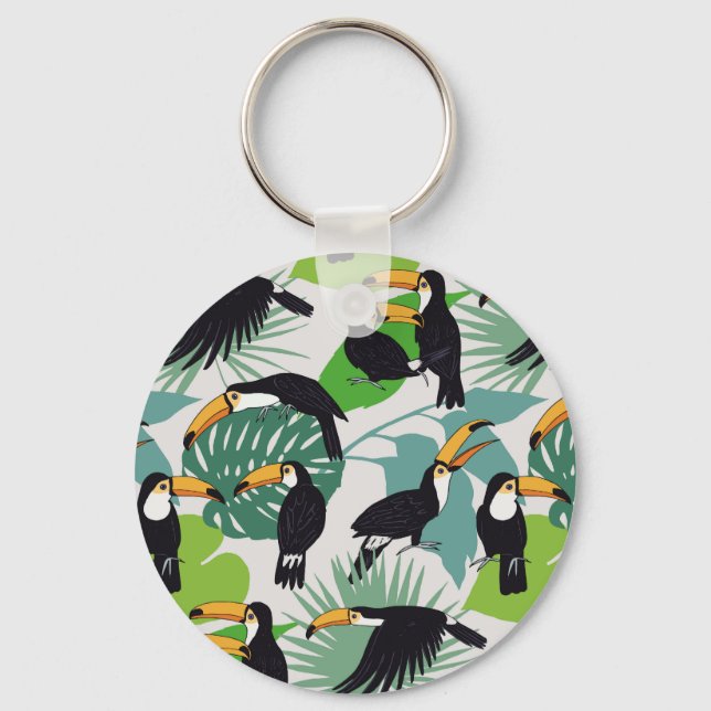 Porte-clés Toucan Bird : Palm Feuille Motif (Recto)