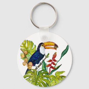 Porte-clés Toucan Coloré Aquarelle Oiseau Tropical