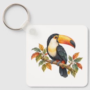 Porte-clés Toucan sur une branche feuillue