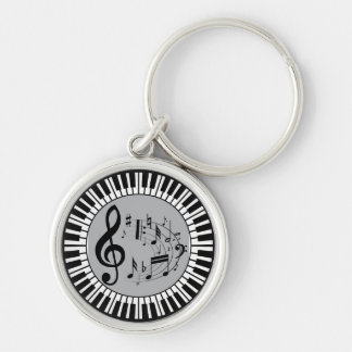 Porte-clés Touches De Piano Circulaire Et Notes De Musique