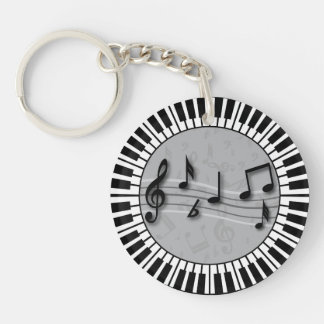 Porte-clés Touches de piano circulaires avec centre de notes