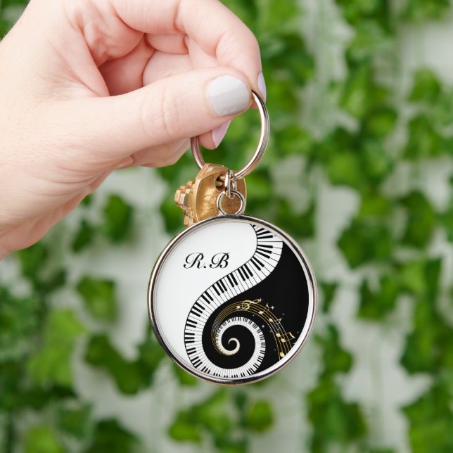 Porte-clés Touches de piano Monogram et notes musicales (Main)