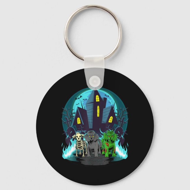 Porte-clés Toudous noirs squelette zombie Halloween Caniche C (Recto)