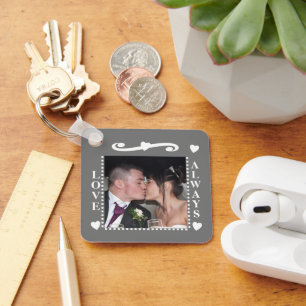 Porte-clés Toujours amour 2 photos ajoutez les initiales blan