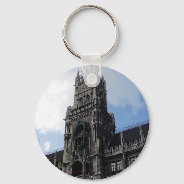Porte-clés Tour de l'horloge de Munich Marienplatz (Recto)