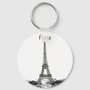 Porte-clés Tour Eiffel noir et blanc