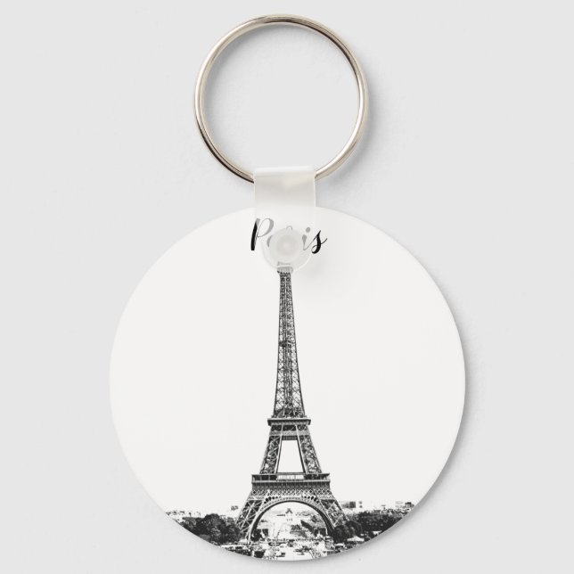 Porte-clés Tour Eiffel noir et blanc (Recto)