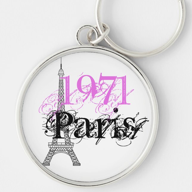 Porte-clés Tour Eiffel Paris rose 50e anniversaire (Devant)