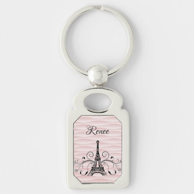 Porte-clés Tour Eiffel rose Porte - clé en métal (Devant)