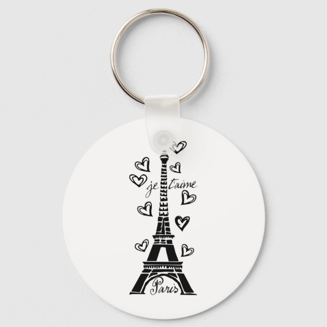 PORTE-CLÉS TOUR ET COEURS EIFFEL PARIS JE T'AIME IMPRIMER (Recto)