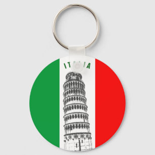 Porte-clés Tour penchée customisée de Pise et drapeau italien
