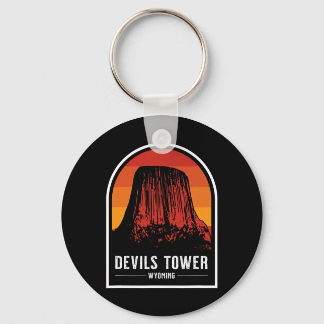 Porte-clés Tour rétro du monument national de Devils Tower Wy (Recto)