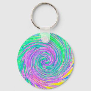 Porte-clés Tourbillon Abstrait Bleu Turquoise et Violet