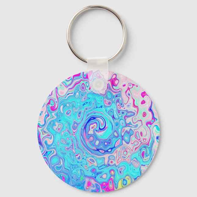 Porte-clés Tourbillon Abstrait Rétro Bleu de Robin Groovy (Recto)