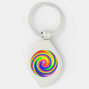 Porte-clés Tourbillon arc-en-ciel hippie rétro coloré
