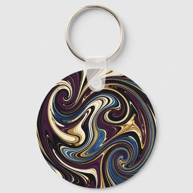 Porte-clés Tourbillon Marbré Violet Or Bleu Abstrait (Recto)