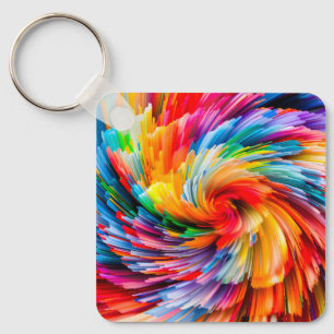 Porte-clés Tourbillon Moderne Abstrait Arc-en-Ciel Vibrant