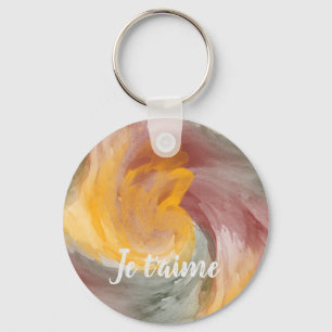 Porte-clés Tourbillons de peinture aquarelle automnale frança