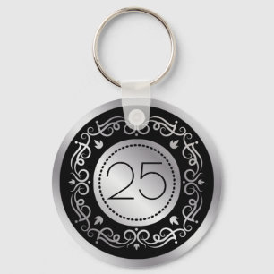 Porte-clés Tourbillons noirs en argent 25e anniversaire Maria