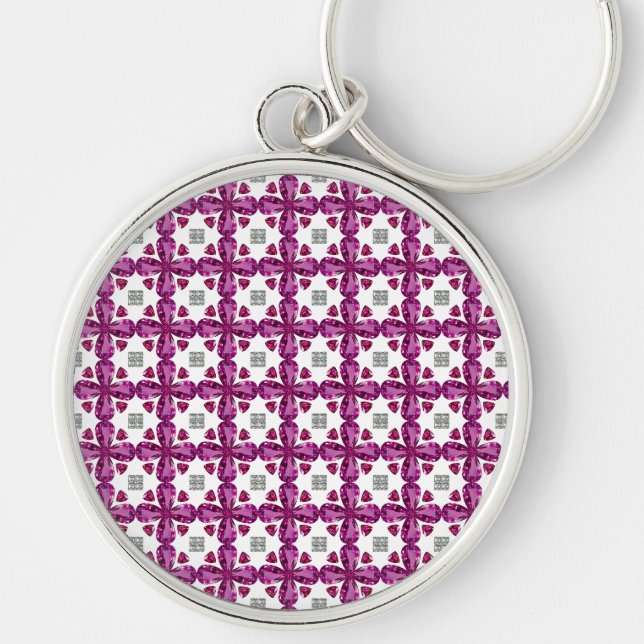 Porte-clés Tourmaline rose Diamant Art, Rose (Devant)