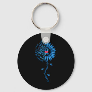 Porte-clés Tournesol à ruban bleu Novembre Sensibilisation au